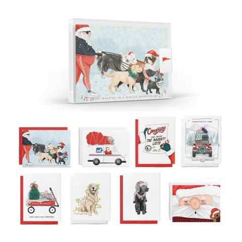 Holiday/Christmas Santa & Dogs Assorted Set of Greeting Cards
