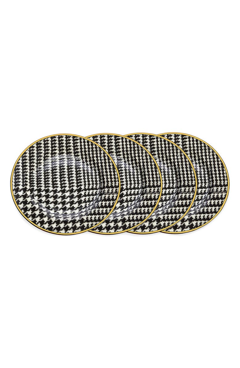 Ralph Lauren Wessex Set of 4 Houndstooth Dessert Plates, Main, color, 