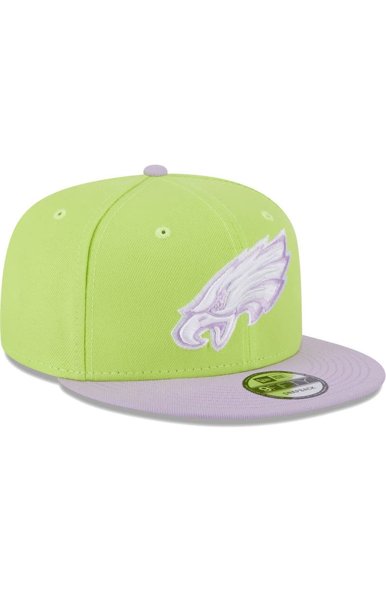 New Era Men's New Era Neon Green/Lavender Philadelphia Eagles Two-Tone Color Pack 9FIFTY Snapback Hat, Alternate, color, 