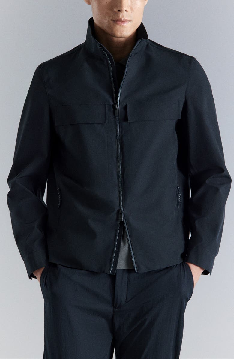 MANGO Water Repellent Jacket, Main, color, Navy