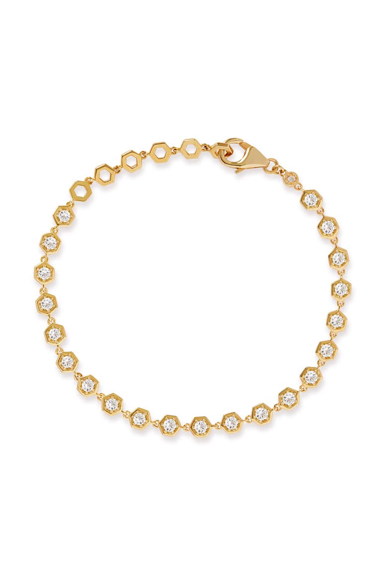 Gold White Sapphire Deco Tennis Bracelet, Main, color, White Sapphire