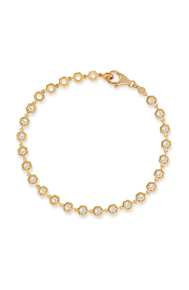 Astley Clarke Gold White Sapphire Deco Tennis Bracelet, Main, color, White Sapphire
