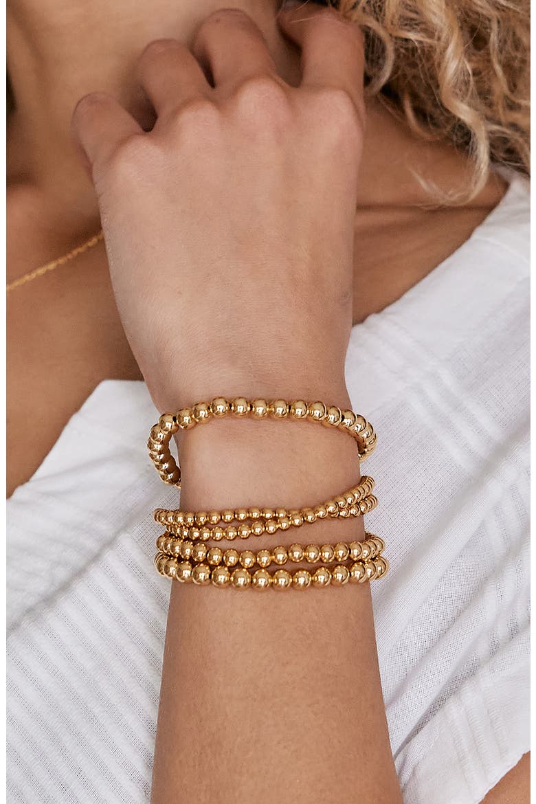 Makenna Set of 5 Beaded Stretch Bracelets, Alternate, color, GOLD