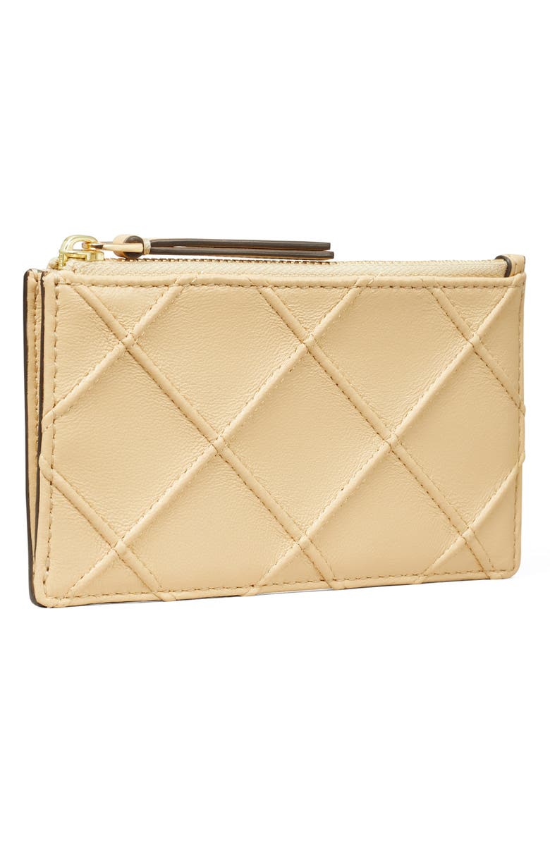 Tory Burch Fleming Quilted Zip Leather Card Case, Alternate, color, Vanilla Soft Serve