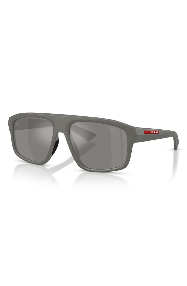 Prada Linea Rossa 59mm Shield Sunglasses, Alternate, color, Metal Grey / Grey Silver