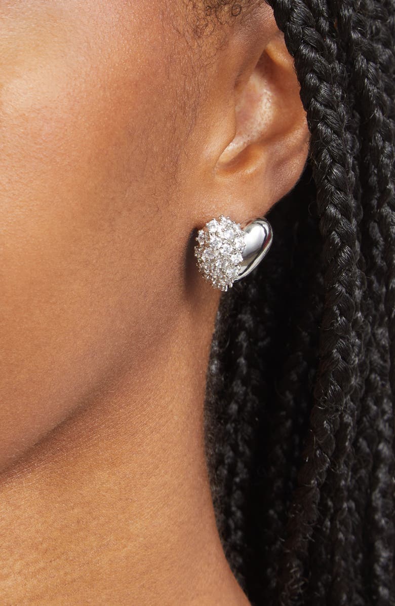 Justine Clenquet Siam Crystal Heart Earrings, Alternate, color, Palladium