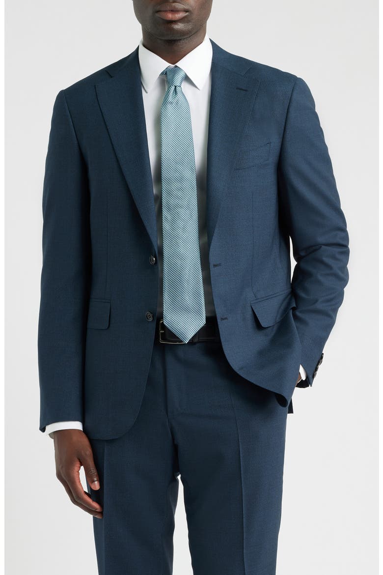 Capri Trim Fit Solid Wool Suit, Alternate, color, DARK BLUE