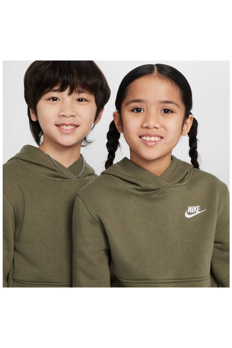 Kids' Club Fleece Hoodie, Alternate, color, MEDIUM OLIVE/ WHITE