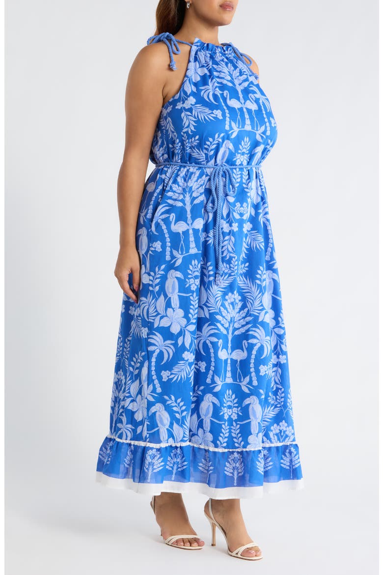 Kimana Floral Cotton Maxi Dress, Alternate, color, COBALT-COMBO