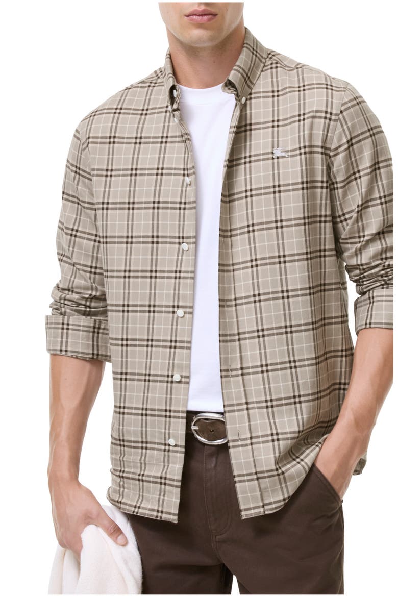 Relaxed Fit Check Cotton Shirt, Main, color, Dove grey