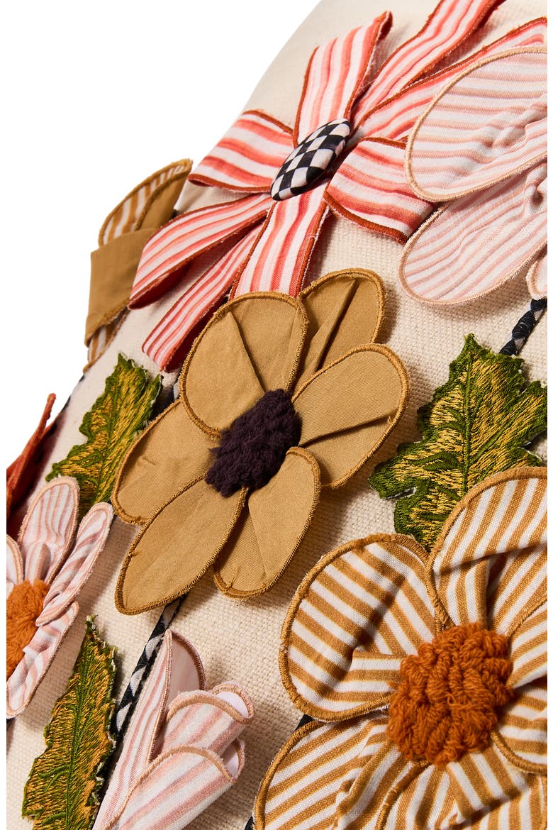 Striped Flowers Throw Pillow, Alternate, color, MULTI