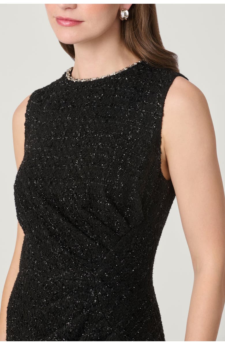 Shoshanna Monet Embellished Tweed Dress, Alternate, color, Jet