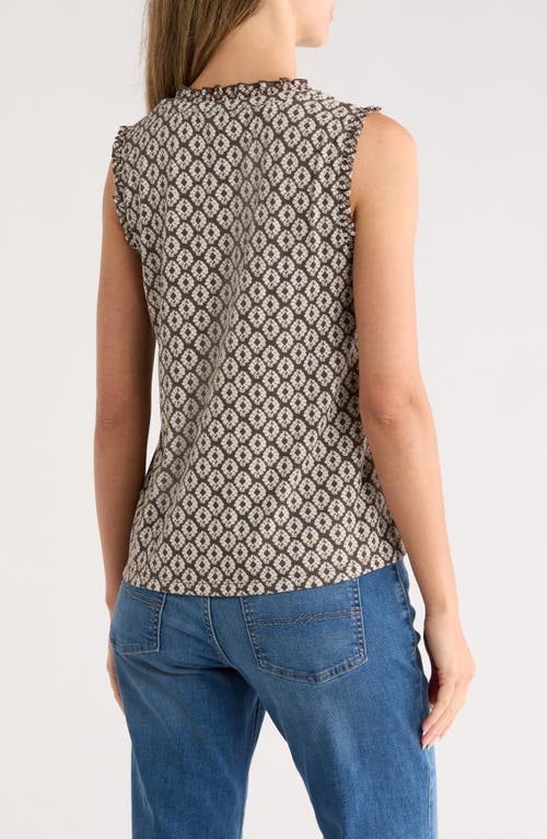 Lucky Brand Split Neck Tank In Brown