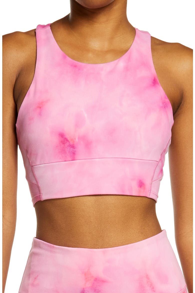 Live In Spray Dye Racerback Bra, Main, color, PINK DANDY
