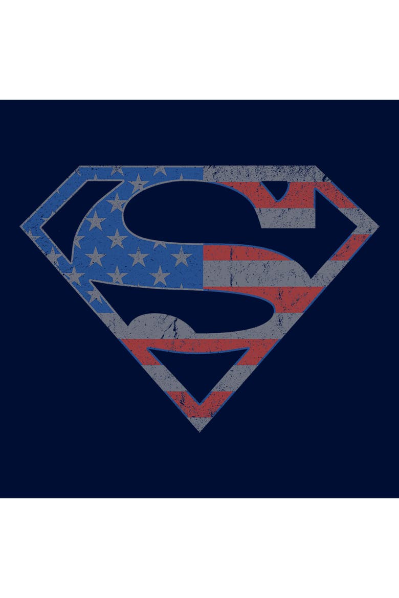 Boy's Superman Stars and Stripes S Shield  Graphic T-Shirt, Alternate, color, Navy Blue