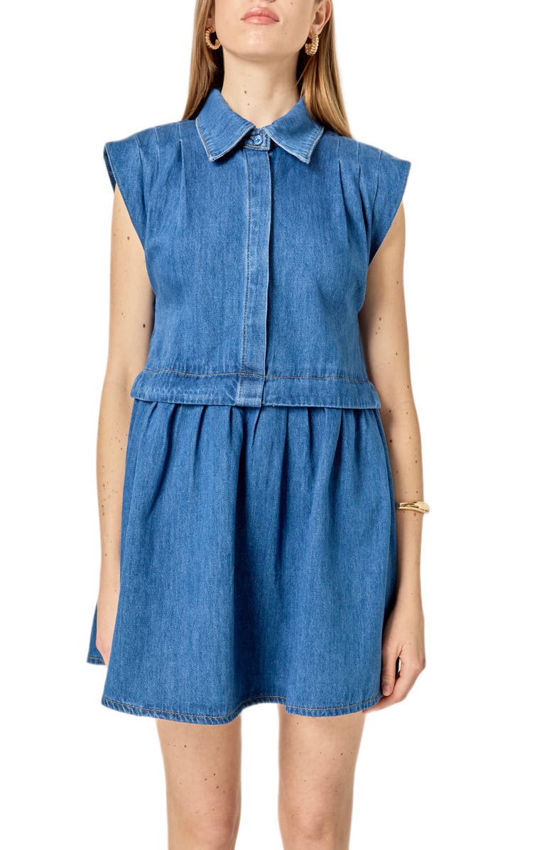 English Factory Denim Babydoll Mini Shirtdress, Alternate, color, Denim