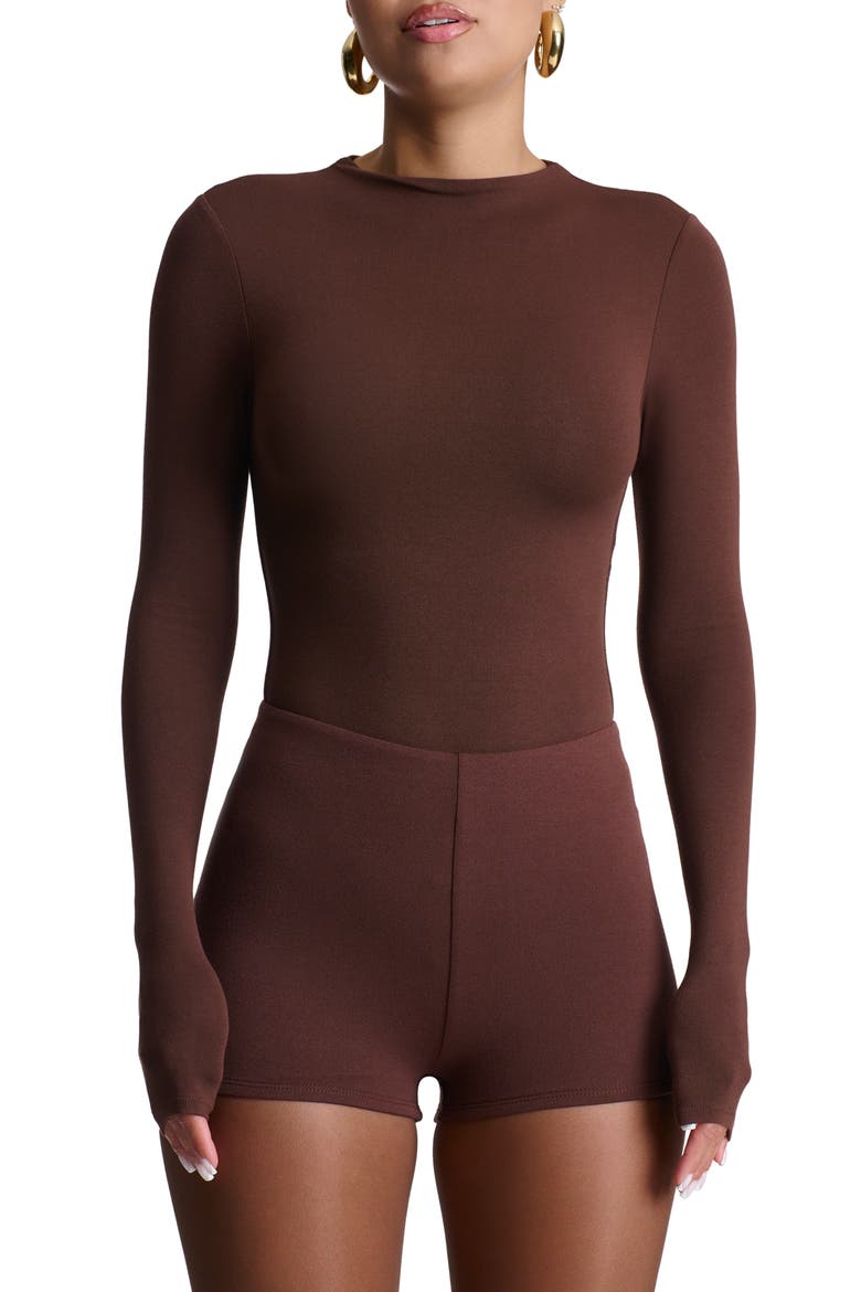 NW Mockneck Bodysuit, Main, color, CHOCOLATE