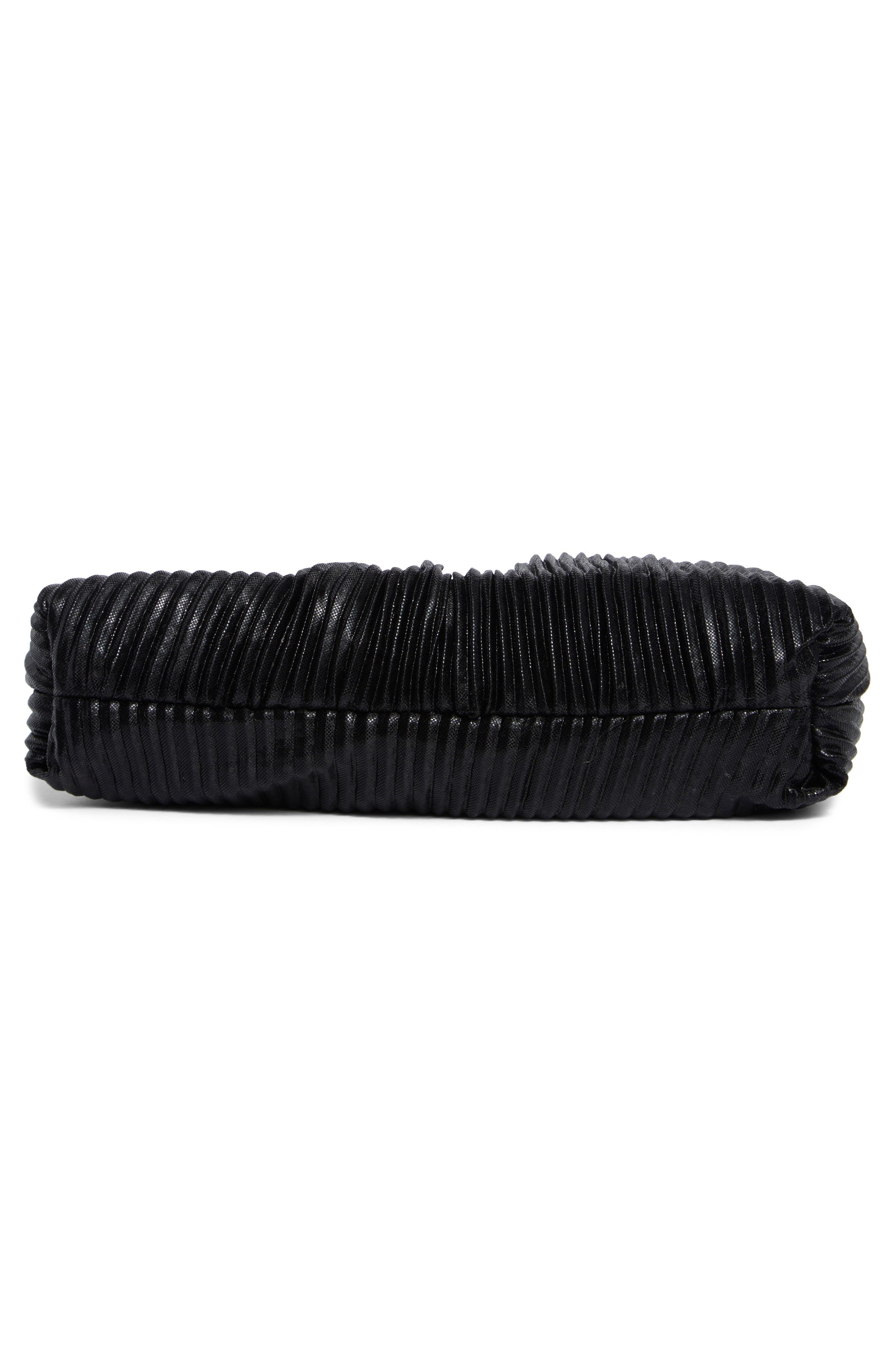 Florian Pleated Metallic Shoulder Bag, Alternate, color, BLACK