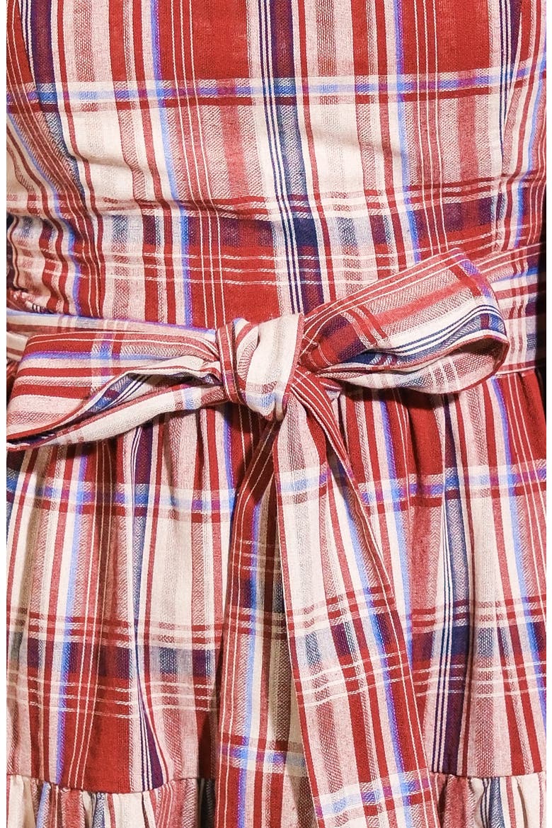 Plaid Long Sleeve Dress, Alternate, color, BURGUNDY