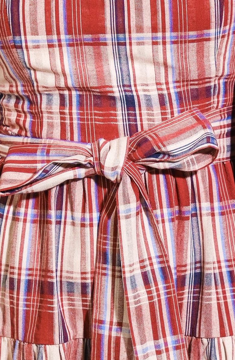 FLYING TOMATO Plaid Long Sleeve Dress, Alternate, color, Burgundy