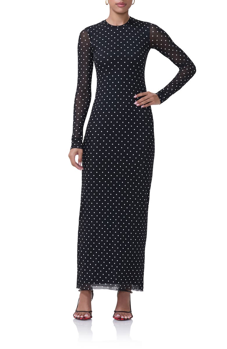 AFRM Didi Long Sleeve Mesh Maxi Dress, Main, color, 