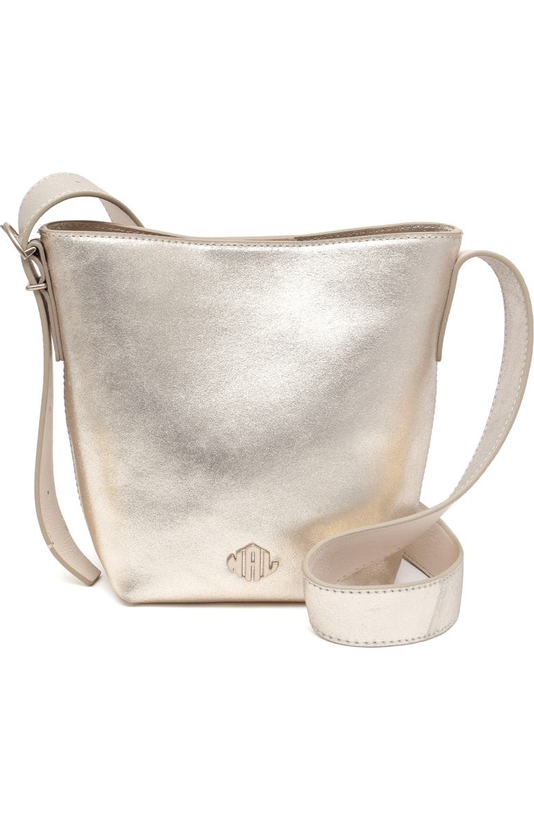 New Amsterdam Leatherworks Jayden Metallic Bucket Bag, Main, color,