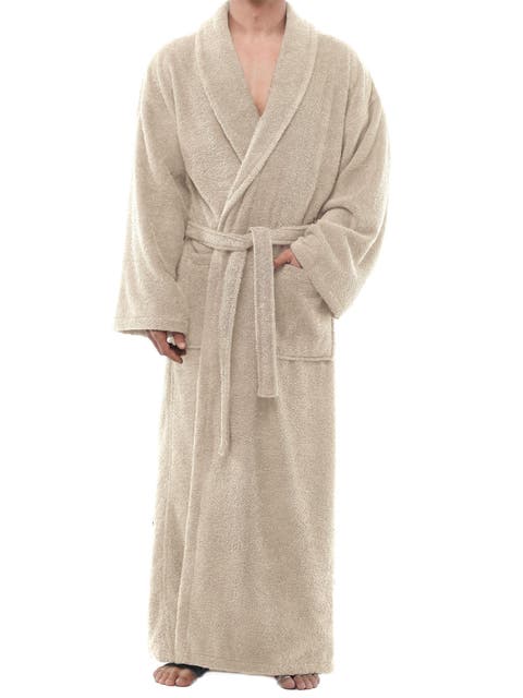 Mens Classic Shawl Collar Ankle Length Terry Bathrobe