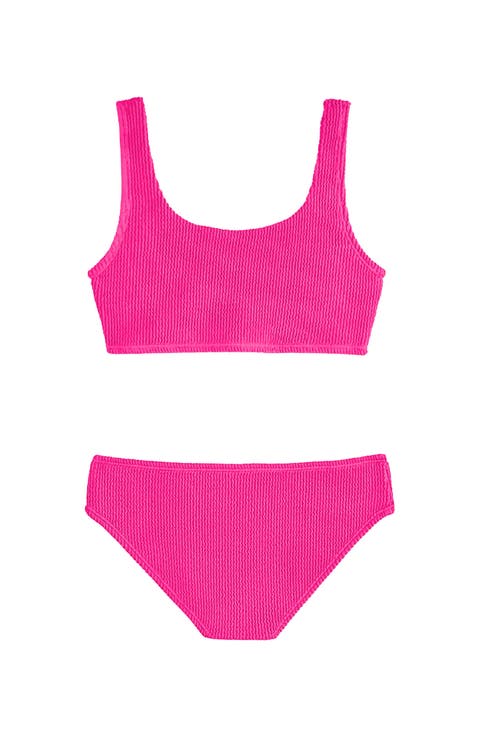 Crinkle Square Neck Two Piece Swimsuit