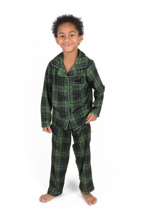 Kids Button-Front Flannel Printed Holiday Pajama Set (Toddler, Little Kid & Big Kid)