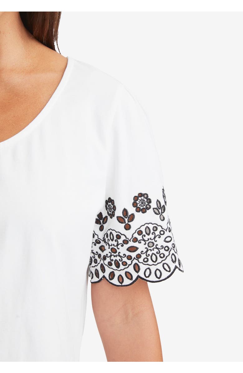 Jessica London Eyelet Scoop-Neck Tee, Alternate, color, 