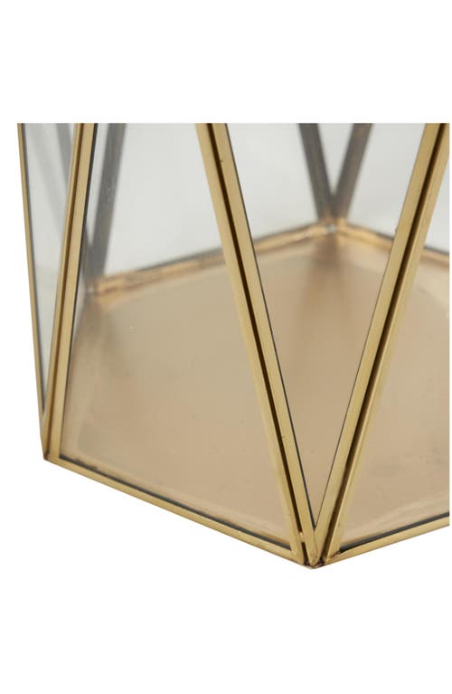 Uma Set Of 3 Modern Metal Lantern Candle Holders In Gold