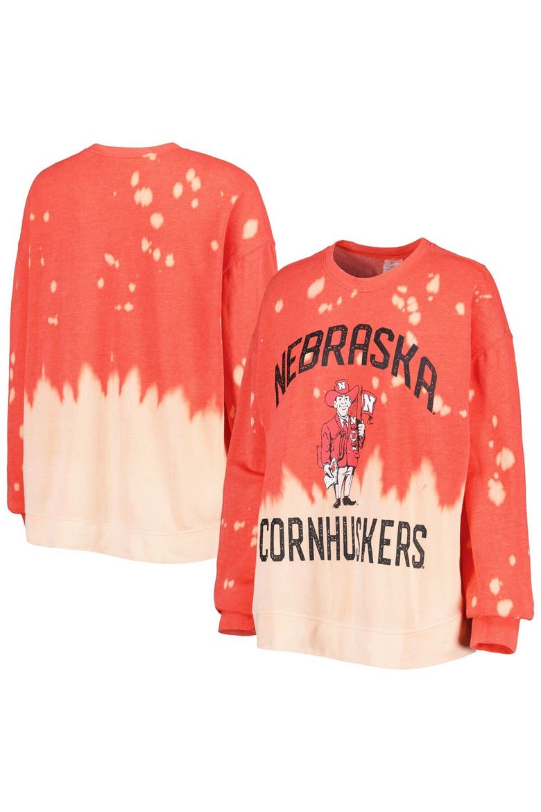 Women's Gameday Couture Scarlet Nebraska Huskers Twice As Nice Faded Dip-Dye Pullover Sweatshirt, Alternate, color, Red
