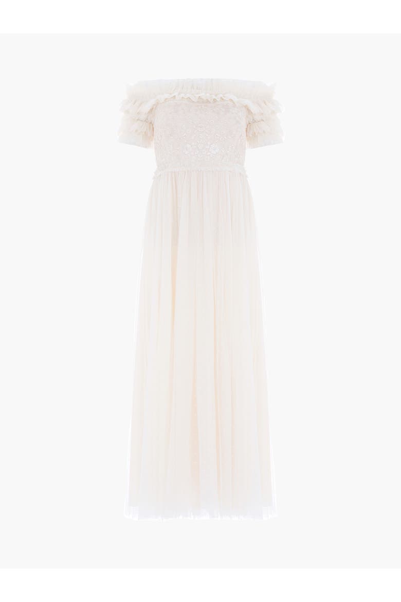 Midsummer Lace Off Shoulder Ankle Gown, Alternate, color, Cream