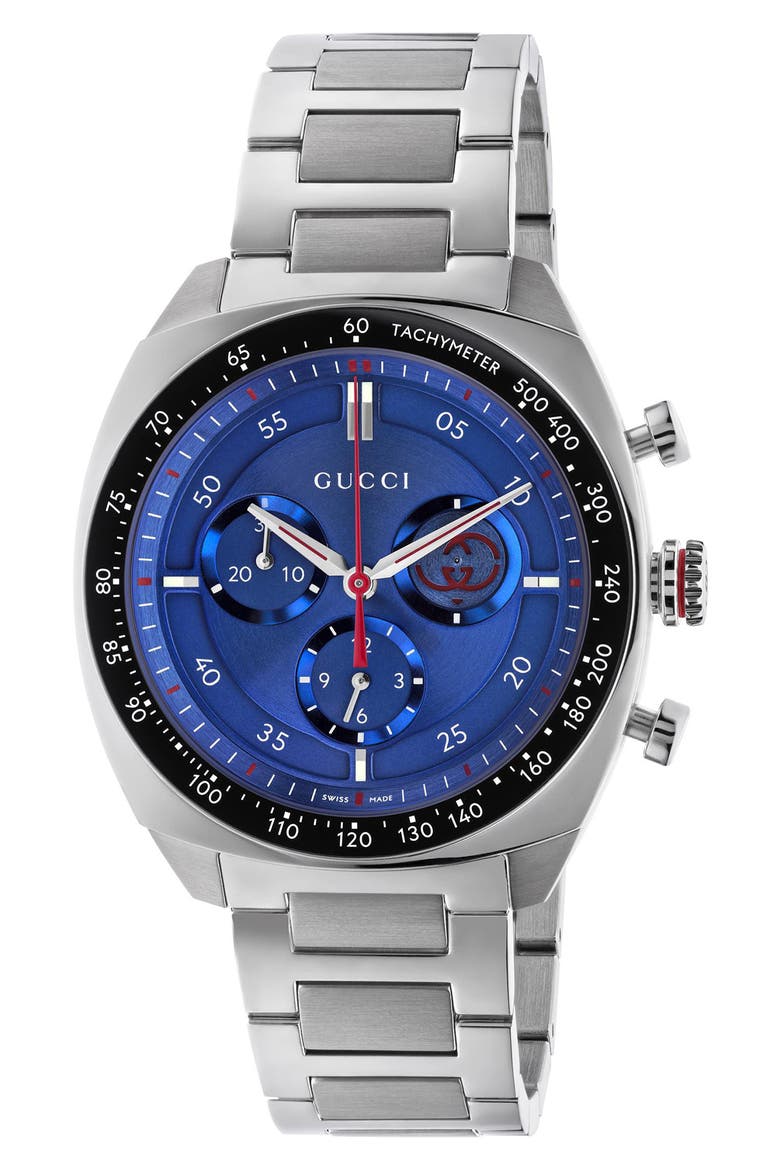 Interlocking Chronograph Watch, 41mm, Main, color, BLUE/ SILVER