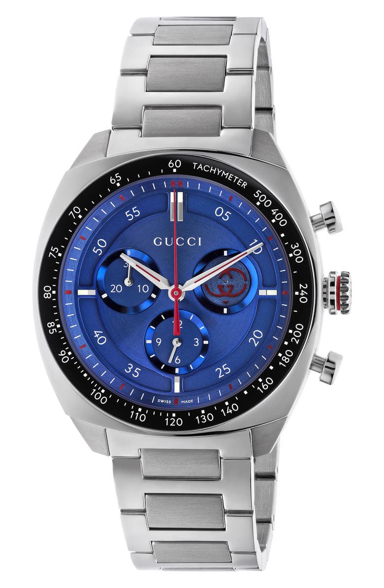 Gucci Interlocking Chronograph Watch, 41mm, Main, color, Blue/ Silver