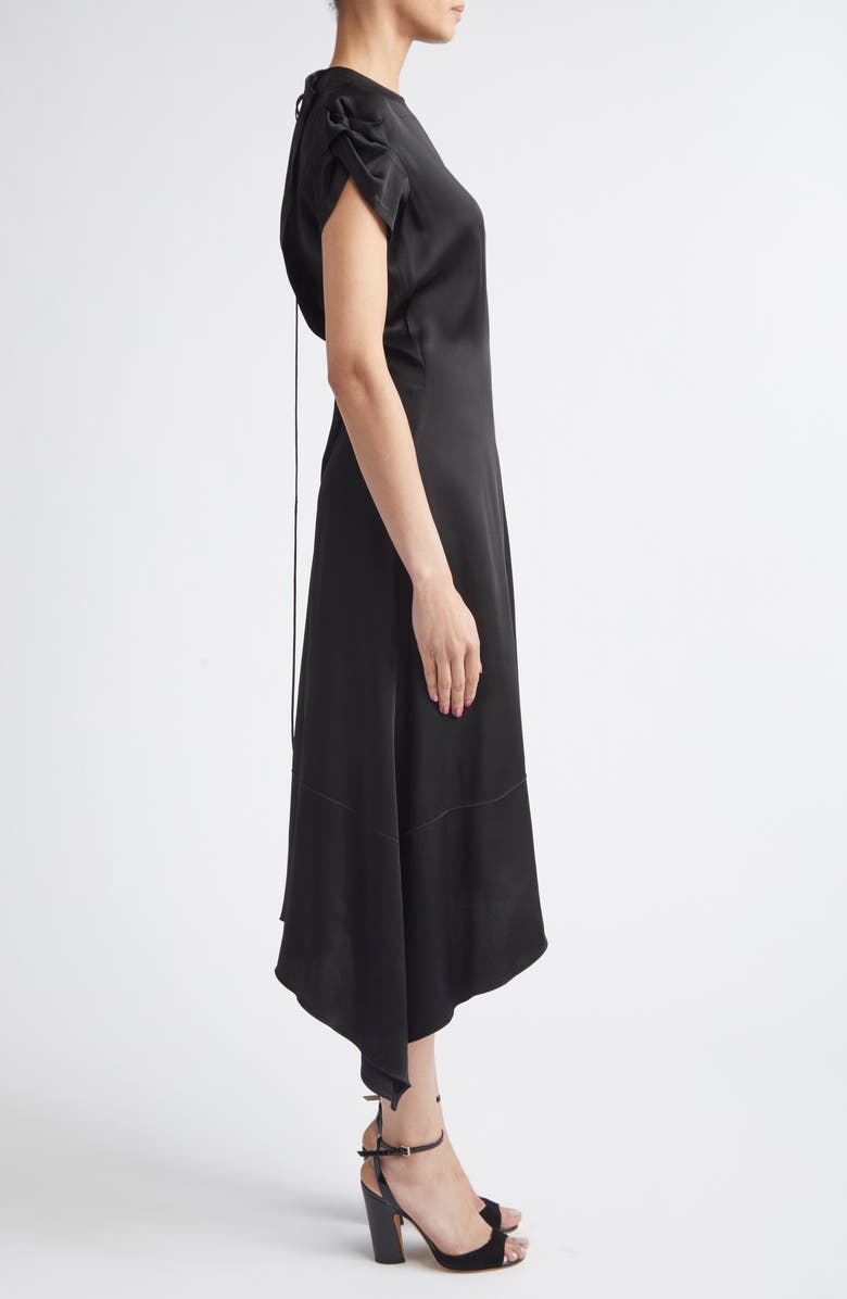 Victoria Beckham Aria Twist Waist Asymmetric Midi Dress, Alternate, color, Black