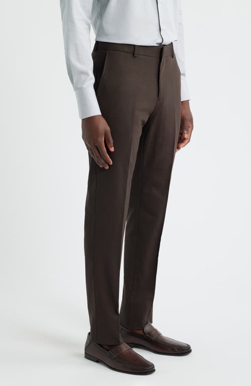 Nordstrom Henrik Trim Fit Solid Stretch Wool Suit Pants In Brown