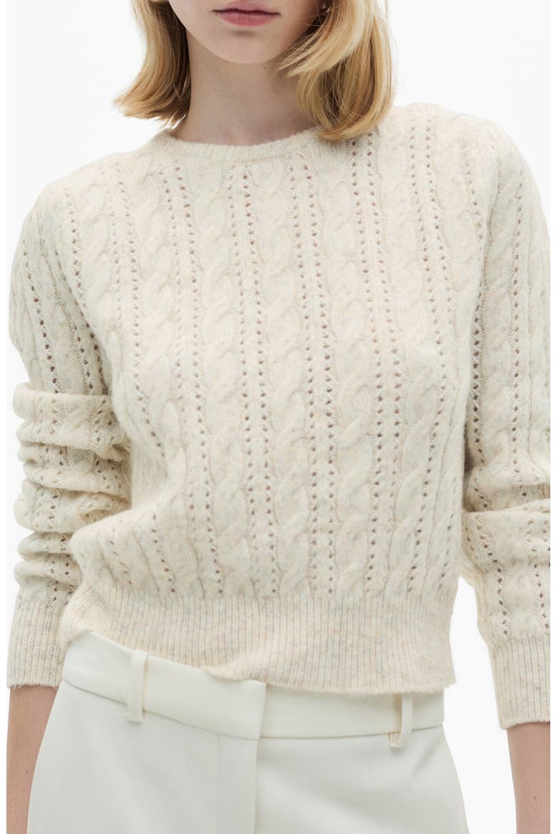 Cable Knit Openwork Sweater, Main, color, ECRU