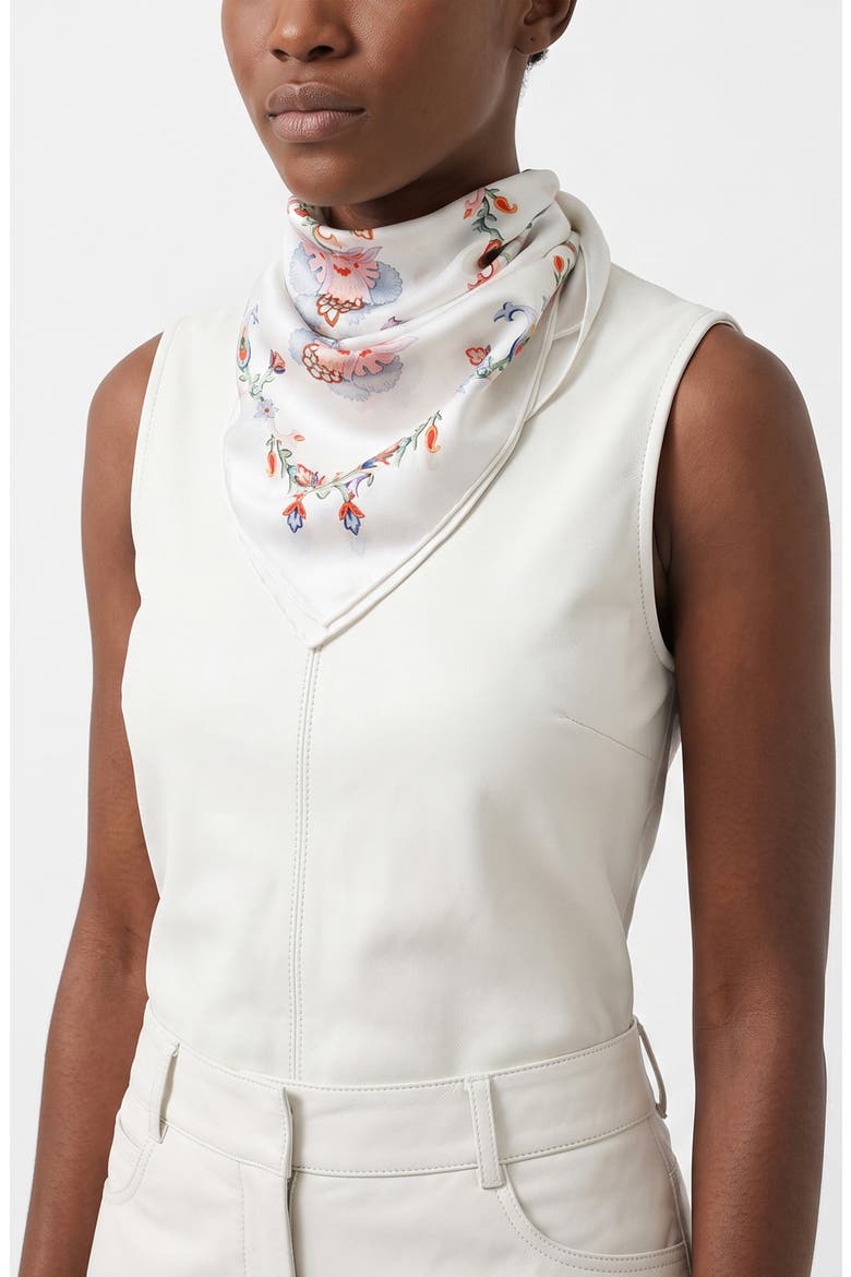 Dawn Garden Double Sided Silk Scarf, Alternate, color, White