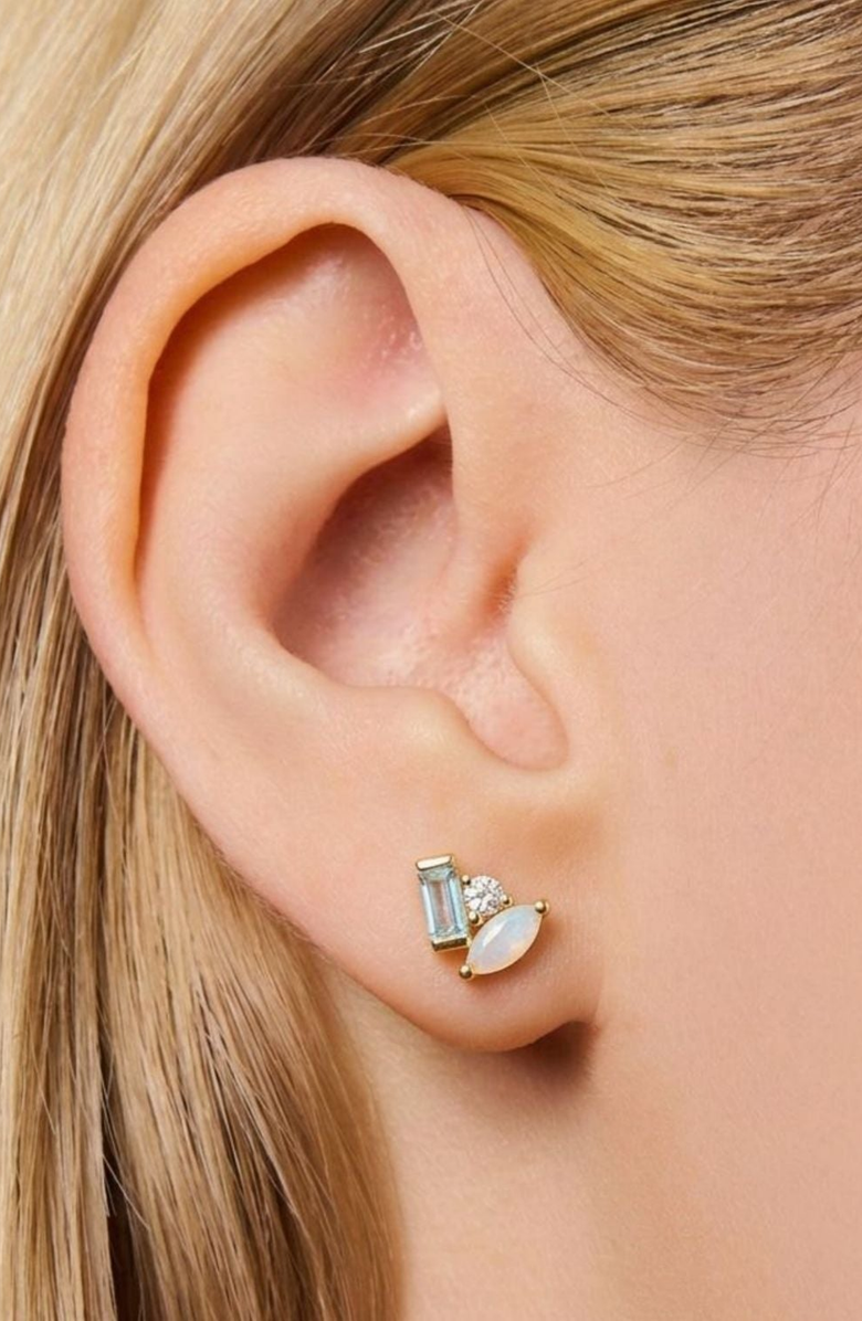 Little Sky Stone Seraphina Moonstone Topaz Stud Earrings, Alternate, color, Gold