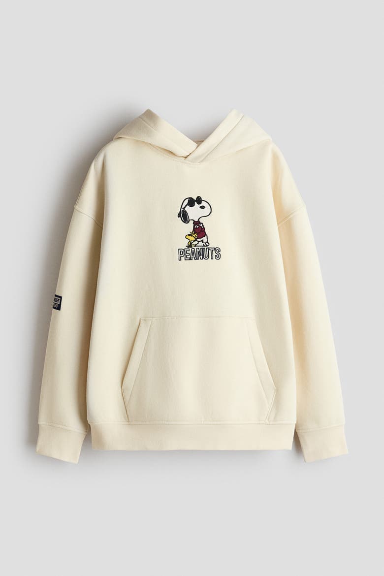 Brushed-inside Printed Hoodie, Main, color, Cream/Snoopy
