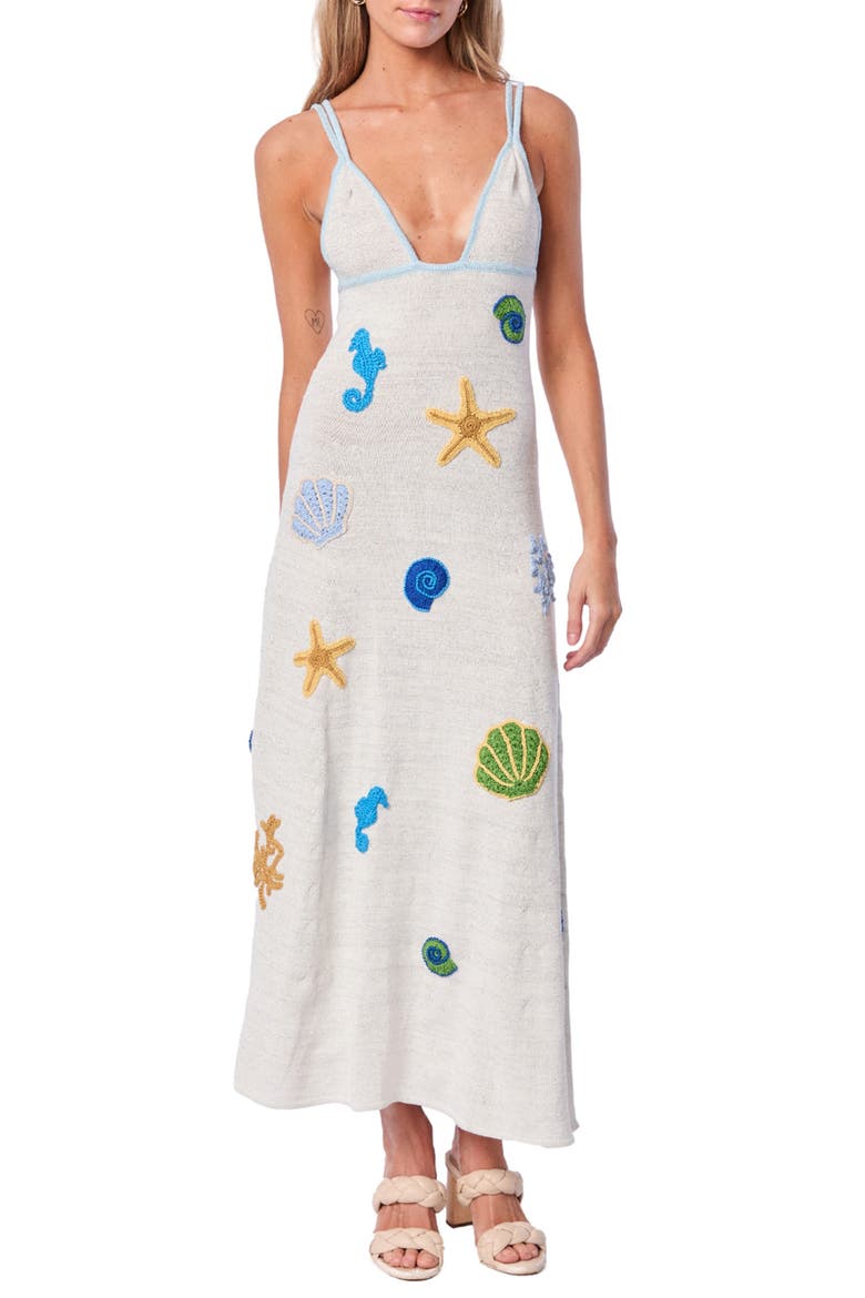Carolina Appliqué Cover-Up Dress, Main, color, IVORY