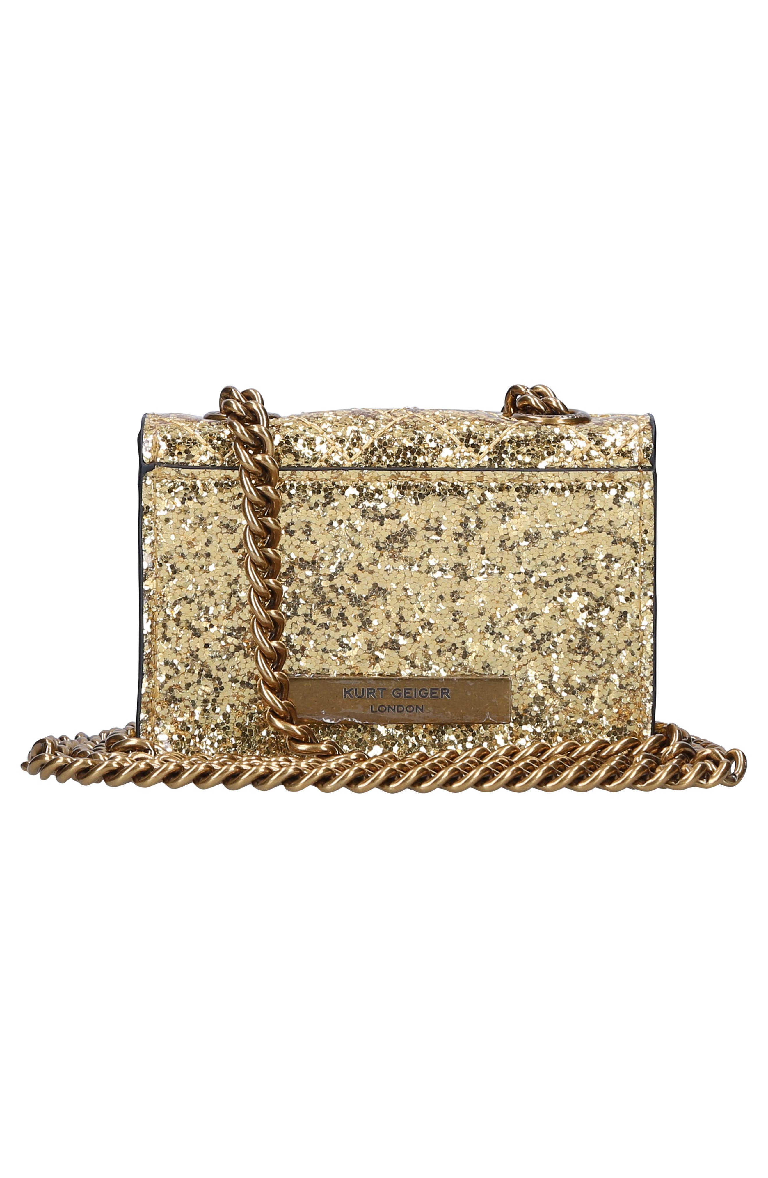 Micro Kensington Glitter Quilted Crossbody Bag, Alternate, color, GOLD