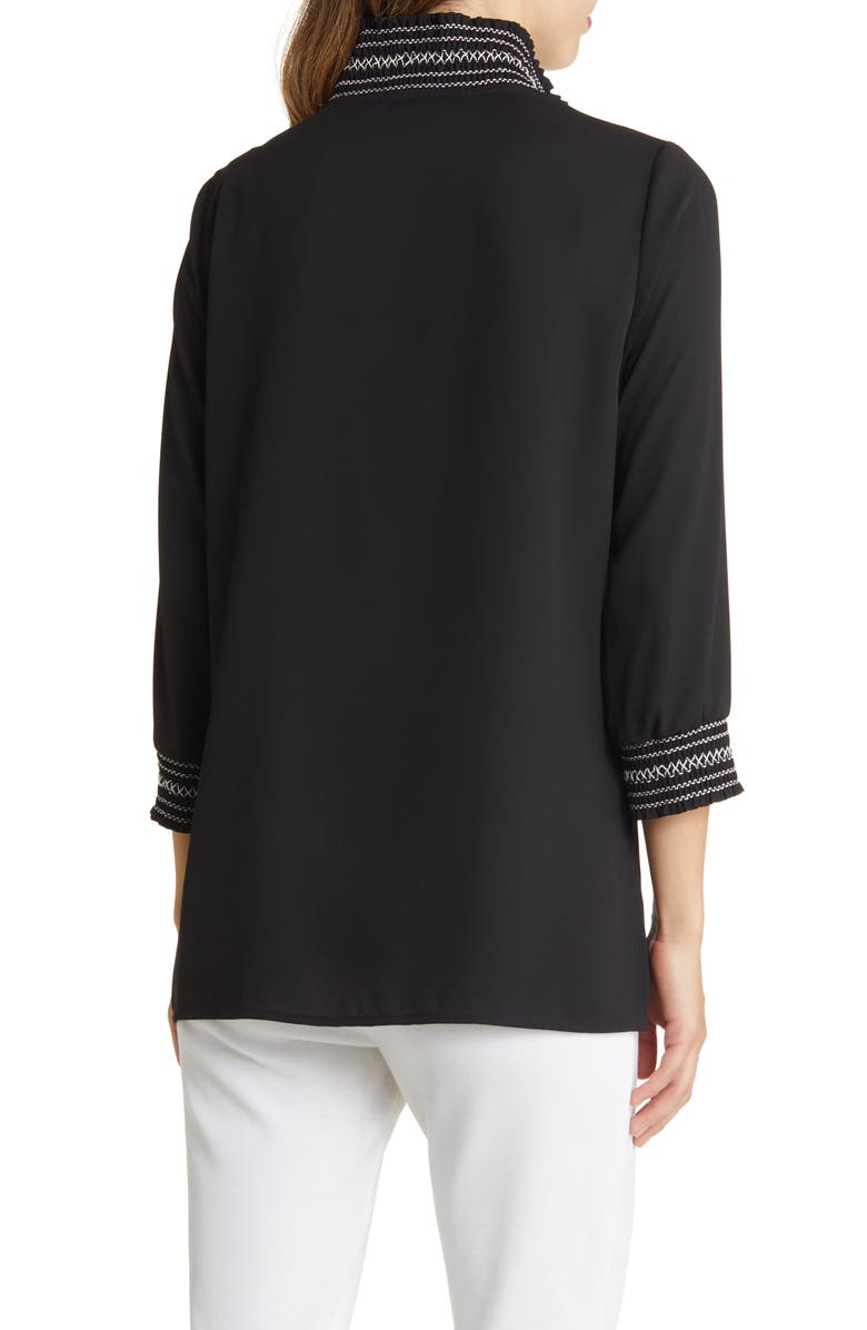 Ming Wang Embroidered Detail Crepe Tunic Blouse, Alternate, color,