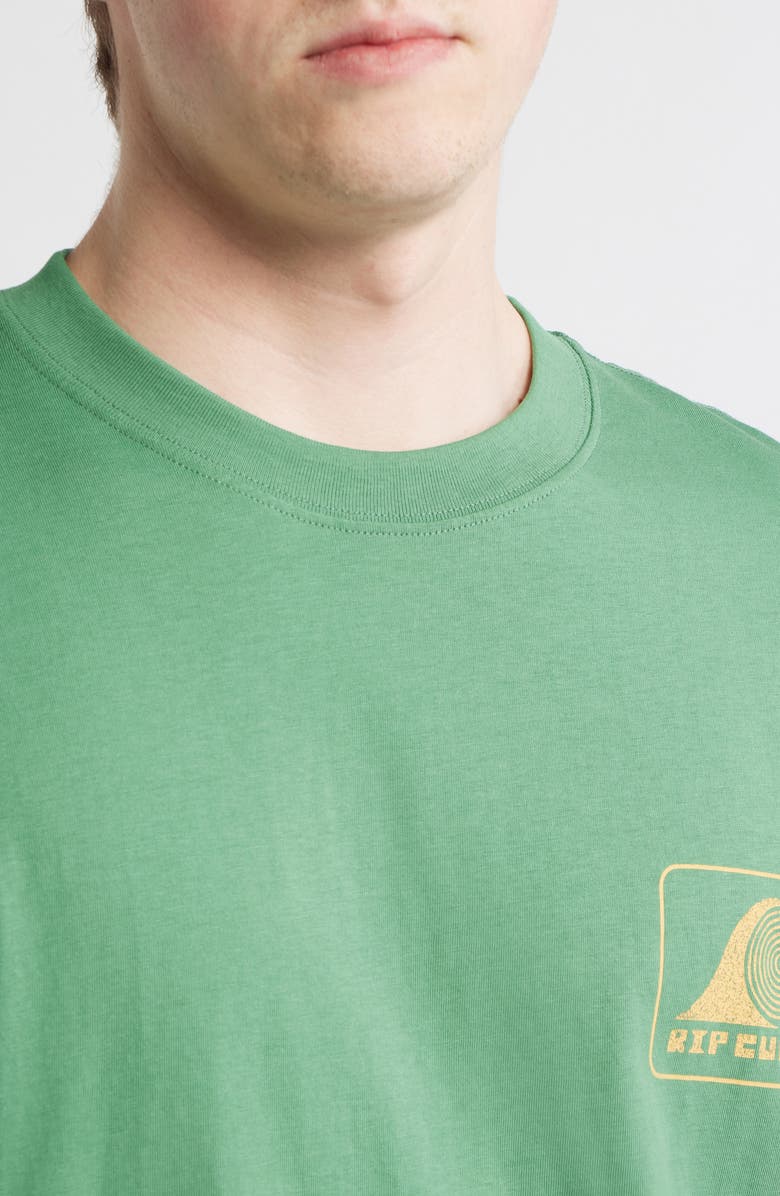 Rip Curl Rolling Wave Cotton Jersey Graphic T-Shirt, Alternate, color, Leaf Green
