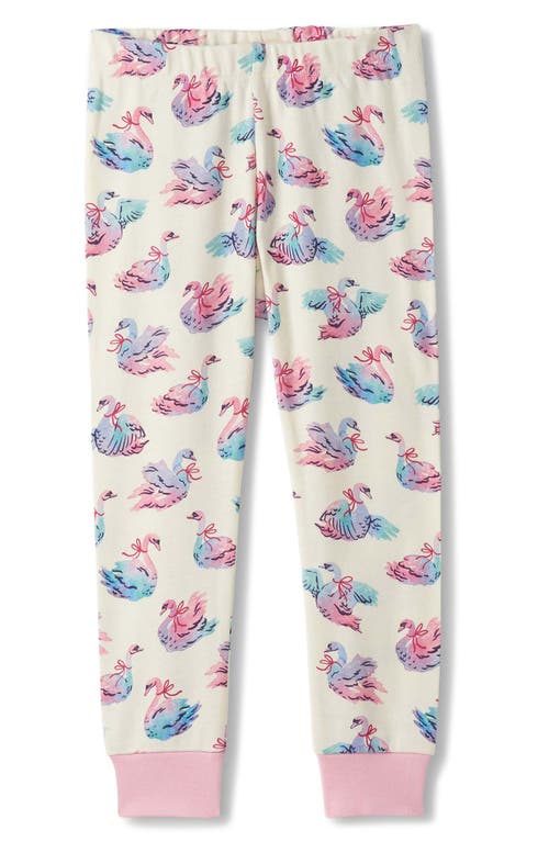 Hatley Kids' Elegant Swans Fitted Two-piece Pajamas In Pink