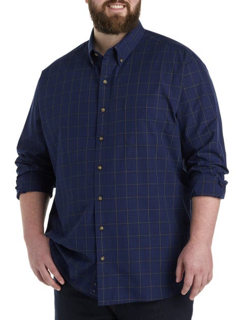 Big & Tall Easy-Care Medium Plaid Sport Shirt