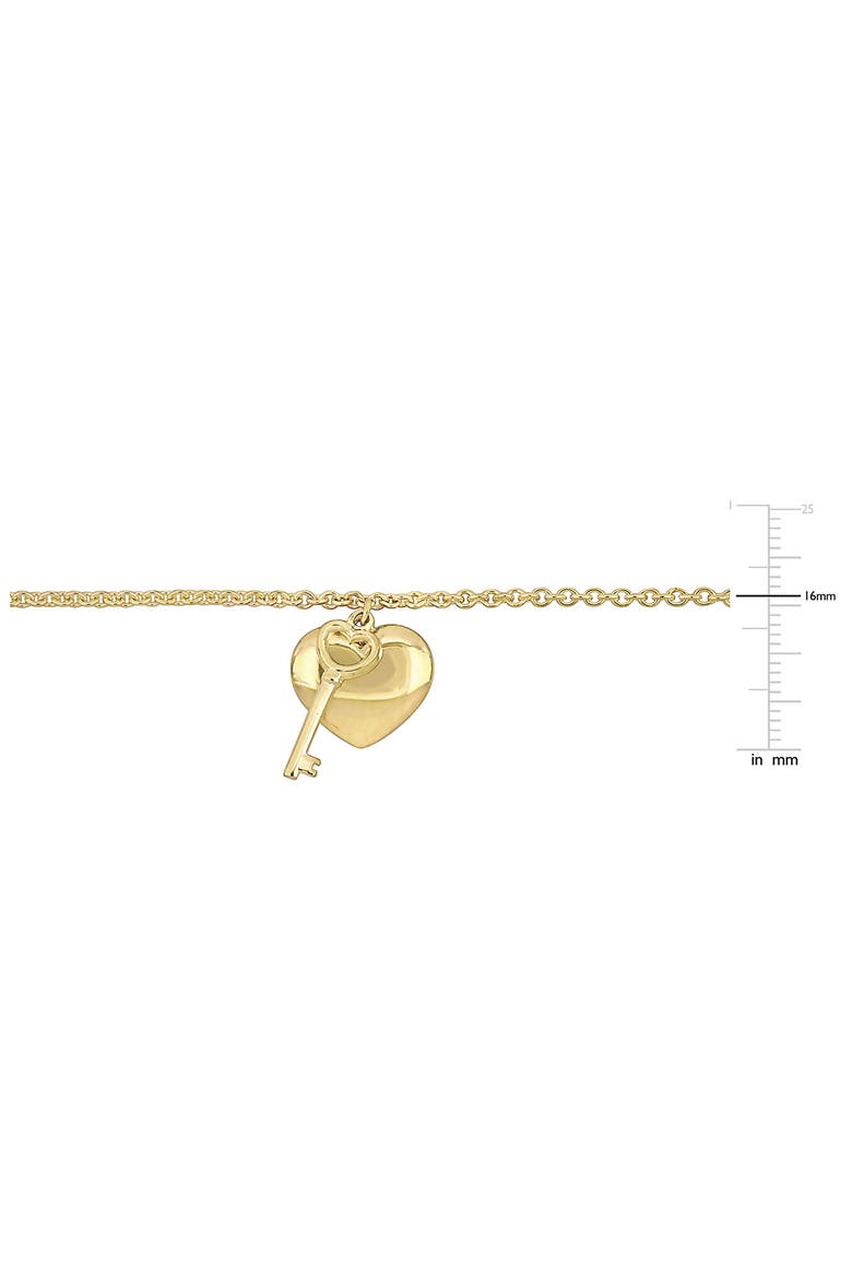 Heart & Key Charm Bracelet, Alternate, color, GOLD