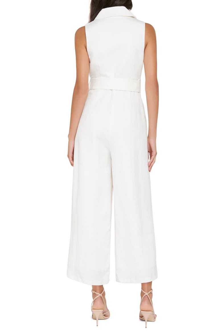 Belted Linen Blend Jumpsuit, Alternate, color, PORCELAIN