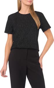 Halogen® Pintuck Crepe Knit Jacquard Top